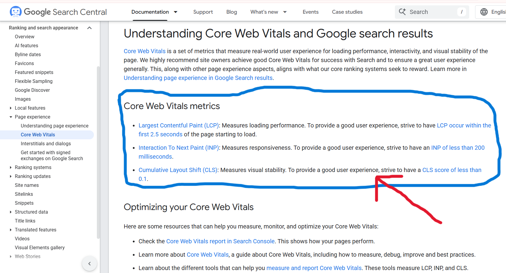 Core Web Vital Metrics Image