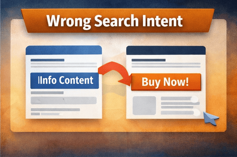 Wrong/Mismatched search intent.